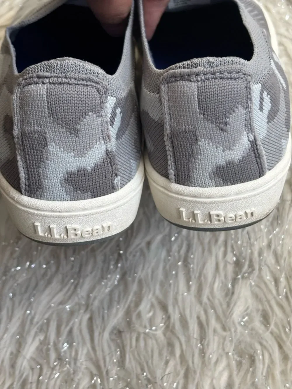 L.L. Bean Gray Women’s Camo‎ Knit Slip-On Sneakers Size 6 Medium